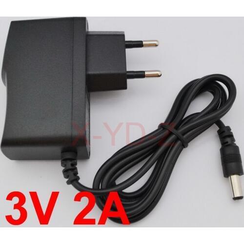 100PCS 3V 2A High quality, IC program AC 100V-240V Converter Adapter DC 3V2A Power Supply EU Plug 2000mA DC plug 5.5mmx2.1-2.5mm