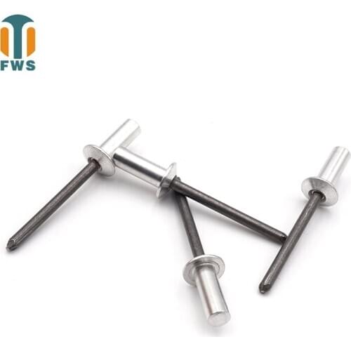 100 PCS M5 8-28mm DIN EN ISO 15973 GB /T 12615.1 Aluminum Steel Closed End Blind Rivets With Break Pull Mandrel Protruding Hea