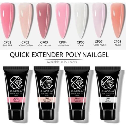 30ml Poly Crystal Gel UV LED Builder Gel For Nail Arts 3D Thick Glitter Gels Quick Extension Camouflage Crystal Hard Gel Varnish