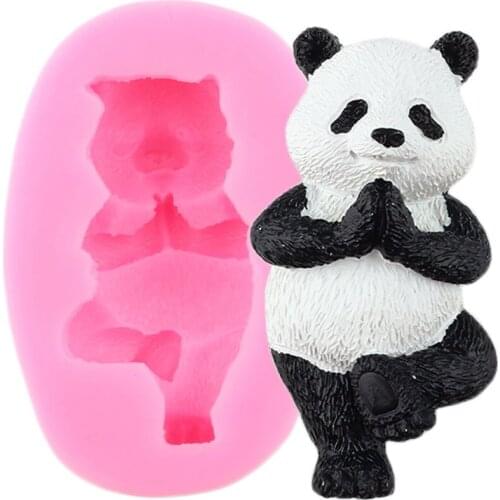 3D Cute Panda Silicone Fondant Mold Animals DIY Party Chocolate Making Molds Polymer Clay Candy Mould Cake Decorating Tools