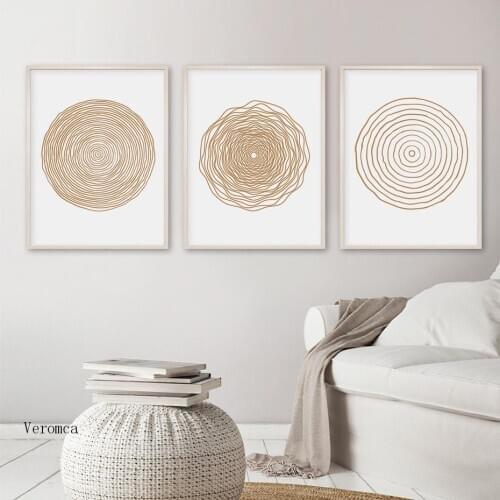 Boho Style Abstract Geometric Poster and Prints Circle Line Wall Art Canvas Painting Picture for Living Room Interior Home Decor