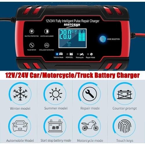 12V 2A Car Auto Battery Charger LED Display 220V EU US Smart Automotive Truck Motorcycle Car Charger For 12V 12AH 14AH 20AH