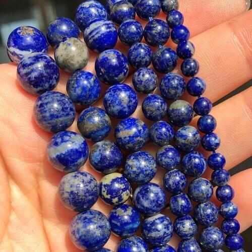 AA Natural Lapis Lazuli Stone Beads for Jewelry Making 4 6 8 10mm Round Loose Beads DIY Bracelet Charms Accessories 15''Inches