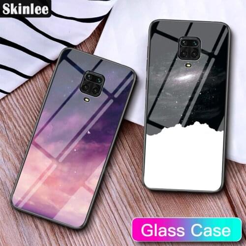 Skinlee For Redmi Note 9S Cover Starry Sky Space Tempered Glass Case TPU Frame Shockproof Cover For Xiaomi Redmi Note 9 S Case