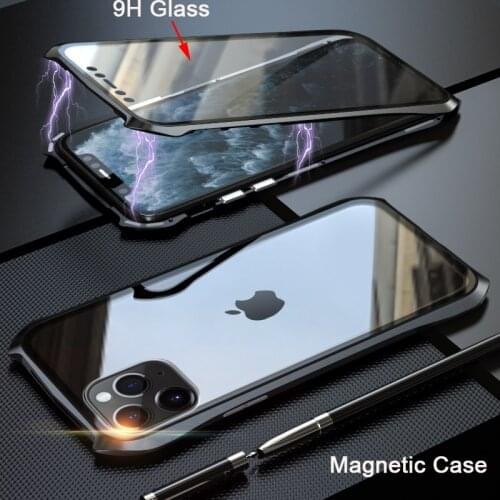 360 Full Protective Case For iphone 11 case Metal Magnetic Adsorption For iphone 11 pro max 2019 New Cases Cover Bumper Coque
