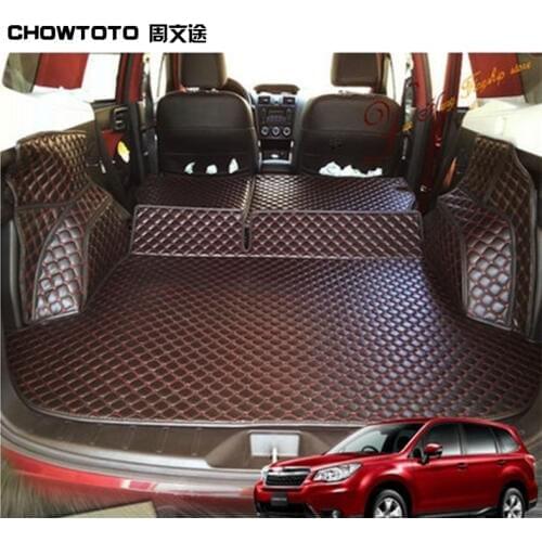 CHOWTOTOAA Auto Trunk Mats For Subaru Forester Trunk mat+back mats+two Sides Mats Waterproof Durable Leather Carpets Lagguge Pad