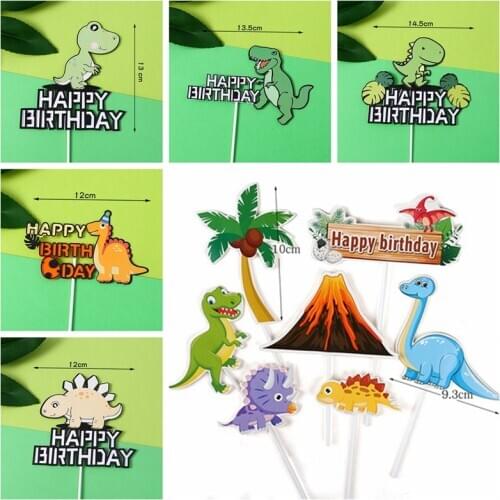 Dinosaur Cake Toppers Jungle Safari Birthday Party Cake Decor 1st Birthday Dino Cake Decor Happy Birthday Party Decor Kids Boy