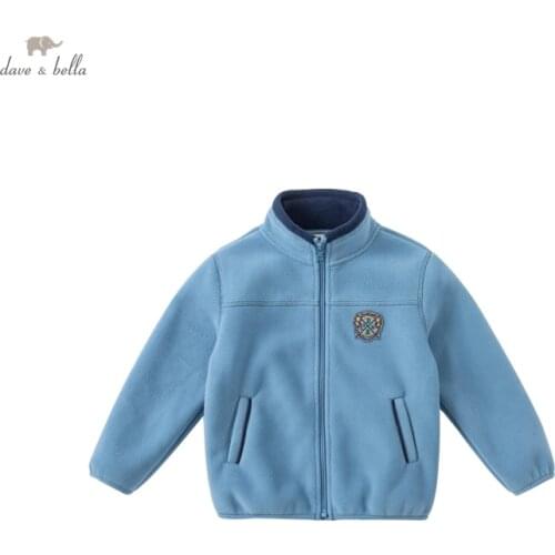 DKY19954 dave bella autumn kids unisex fashion 4Y-13Y draped solid pockets coat cute children tops high quality outerwear