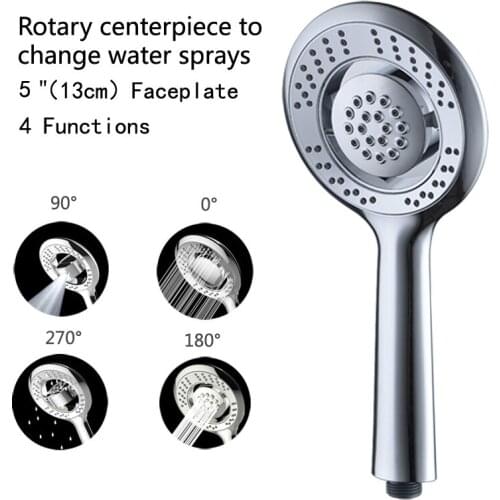 Bathroom Shower Head 4 Modes Ultra Thin Rotary Shower Head ABS Plastic Handheld Round Pressurized Water Saving Bath Shower Head
