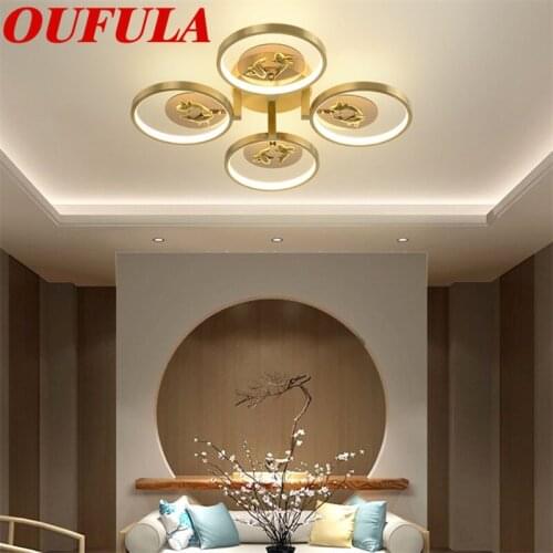 OULALA Couple Fish Copper Ceiling Light Contemporary Home Suitable For Living Room Dining Room Bedroom