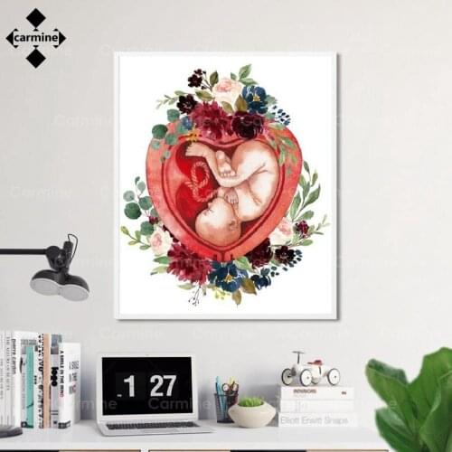 Gynecologist Medical Education Poster Pregnancy Watercolor Flowers Pictures Wall Art Midwife Gift Canvas Painting Wall Art Decor