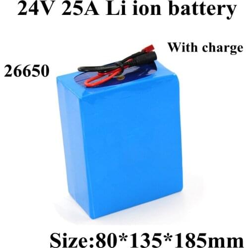 Customized 24V 25Ah Lithium Li Ion 26650 for LED Panel LED Stip Solar System Solar Panel Golf Cart Power Tools+3A Charger