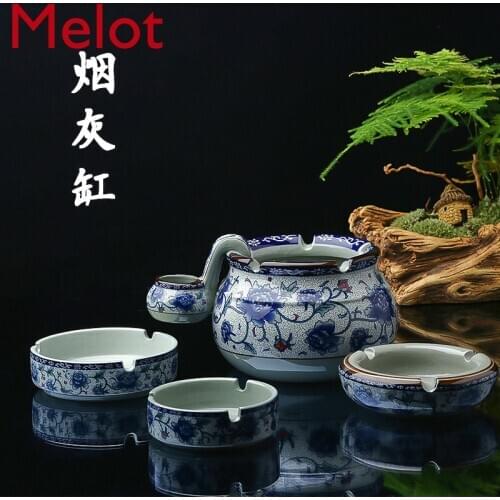 Chinese Custom Ceramic Ashtray Creative Household Celadon Peony Office Living Room Decoration