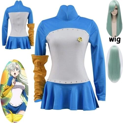 Anime Cosplay diy Seven Deadly Sins Cosplay Elizabeth Liones Cosplay Costume Dress Nanatsu no Taizai Costume Sleeve wig