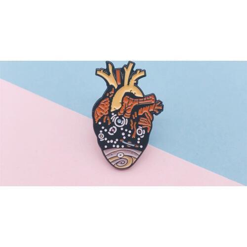 Creative Skeleton Organs Heart Cosmos Starry Moon Enamel Brooch Alloy Badge Denim Clothes Bag Pin Cartoon Punk Jewelry Gift