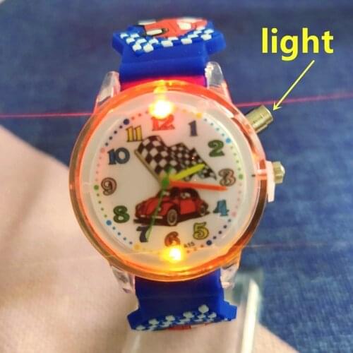 Cartoon Glowing Childrens Watch Led Flash Racing Sports Kids Watches for Boys Girls Christmas Birthday Party Light Gift Clock
