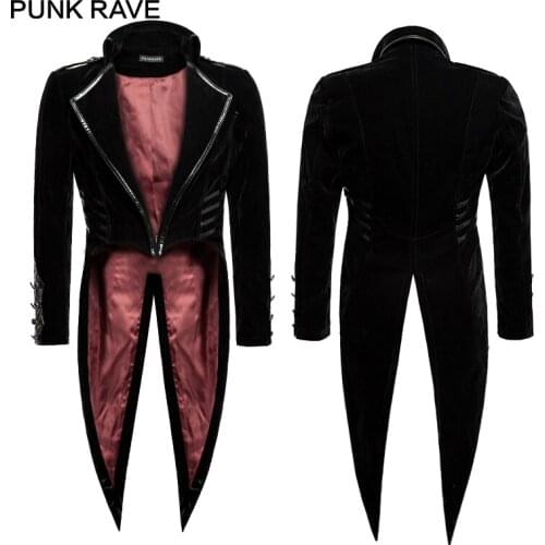 PUNK RAVE Gothic Men Gorgeous Swallow-tail Jacket Military Vintage Palace Uniformt Formal Party Trench Coat