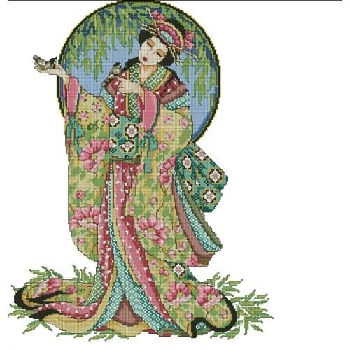 Sewing kit Geisha Japan Woman Top Quality Embroidery Needlework 14CT Unprinted Cross Stitch Kits DIY Art Handmade Home Decor