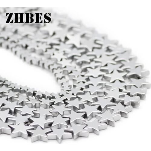 Natural Stone Silvers Plating Hematite Five-Pointed Star Spacer 4/6/8/10mm Loose Beads For DIY Jewelry Making Bracelets Findings