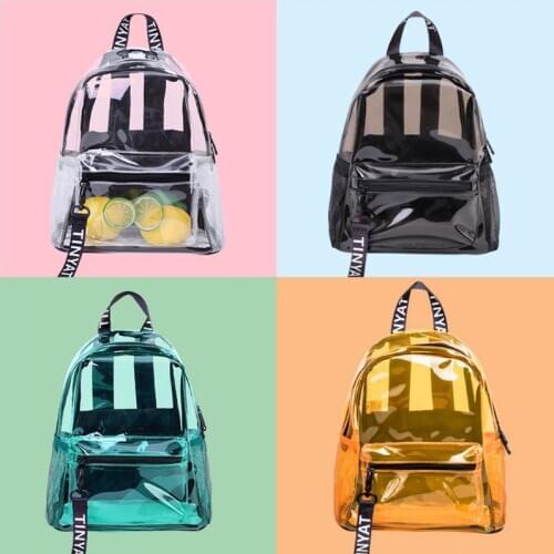 New Transparent PVC Backpack School Travel Daypack for Teenager Girls 20CA