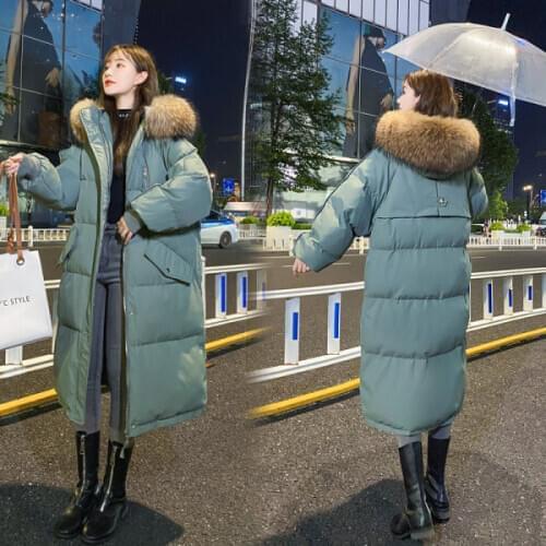 Maternity Down Padded Jacket for Pregnant Women Mid-length Korean Cotton Coat Loose Big Fur Collar Fashion Bread Winter Clothes