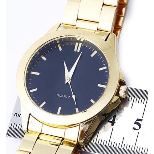 Luxury Men Women Watch Digital Business Gold Tone Alloy Strap Round Case Analog Quartz Wrist Watch