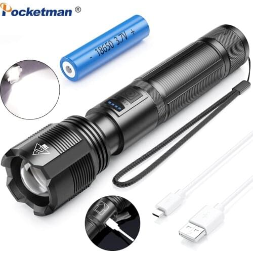 Most powerful Tactical flashlight lanterna 5 Modes Zoom led torch xhp50 18650 Best Adventure, Hiking, Camping, Hunting, Outdoor