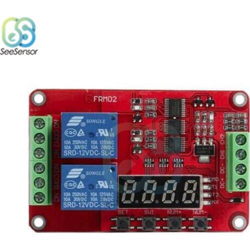 DC 5V 12V 24V LED 2 Channel Multifunctional Relay Module Cycle Delay Timer Switch Self-Locking Programmable Time Relay