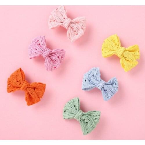 Baby Girls Hair Clips Cotton Children Bows Hairpins Hollow Infant Autumn Winter Barrettes Kids Party Hairgrips Solid Color