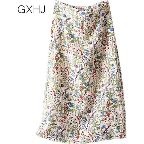 Ladies Chiffon Print Skirt woman skirts Spring/summer 2021 ladies Retro elegance print printing split skirts sexy skirts womens