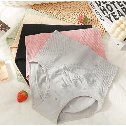 High Waist Women Seamless Panties Autumn Winter Honeycomb Warm Palace Ladies Briefs Double-layer Cotton Crotch Hip-lifting Panty