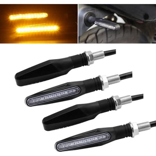 4PCS New LED Motorcycle Turn Signals Light 12 SMD Tail Flasher Flowing Water Blinker IP68 Bendable Motorcycle Flashing Lights