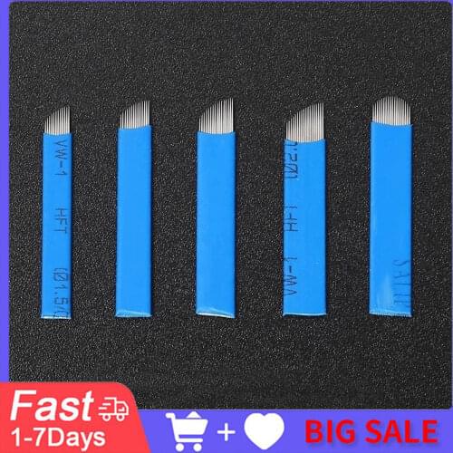 50 Pcs Laminas Agulhas Tebori 0.18mm microblading needles needle U balde for tebori microblading pen Needle 7 9 12 14 18 21 pins