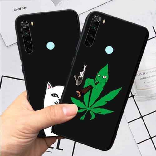 Phone Case For Xiaomi Redmi Note 8T Black TPU Cool Cats Leaf Cover For Redmi Note 8 Pro Case Redmi 8 8A Bumper on Redmi Note 8