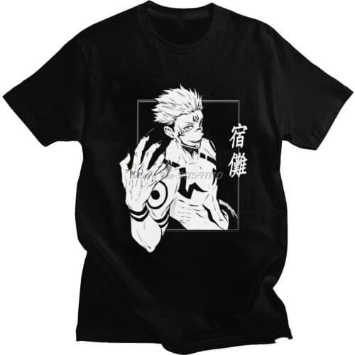Handsome Japan Manga T Shirt Men Cool Anime Sukuna Jujutsu Kaisen Tshirt Short Sleeved Pure Cotton T-shirt Streetwear Tee Tops