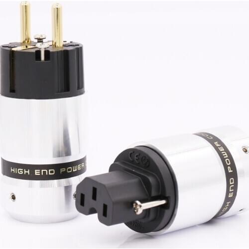 Hi-End Gold Plated Schuko Power plug IEC Connector for DIY Mains power cable