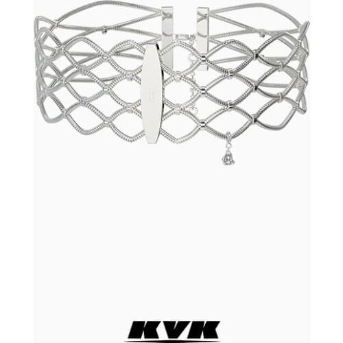 KVK new niche Necklace womens simple clavicle chain fashion neck chain light luxury mesh knitting Haoshi open collar