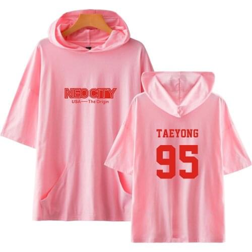 Nct 127 Cape Style Half Sleeve Loose Jumper Hooded T shirt Funny Printing Tees Men Women Men Cotton Tee Summer Short Tees