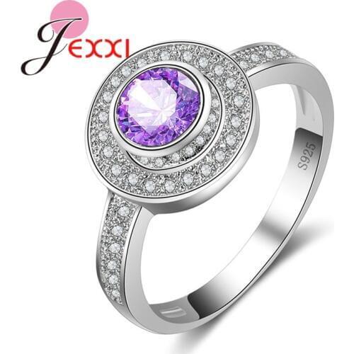 Sparkling 925 Sterling Silver Round Finger Ring with Clear CZ Original Fine Jewelry For Women Wedding Jewelry