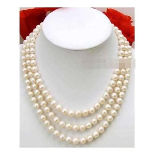 SALE Big 10-11mm White & Black Round Natural Freshwater PEARL 17" Necklace -6072