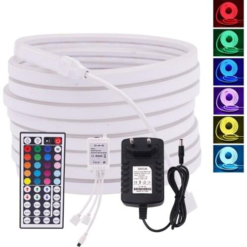 RGB Neon Strip With Remote Control SMD2835 12V Flexible Neon Light Rope Tape 96Leds/m Waterproof Neon Sign DIY Night Light Lamp