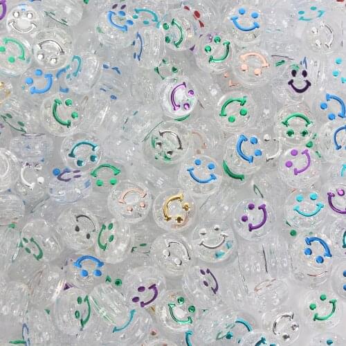 10 Styles Convex Smiley Acrylic Beads Charm Round Loose Spacer Beads For Jewelry Making Needlework Diy Bracelet Accessories