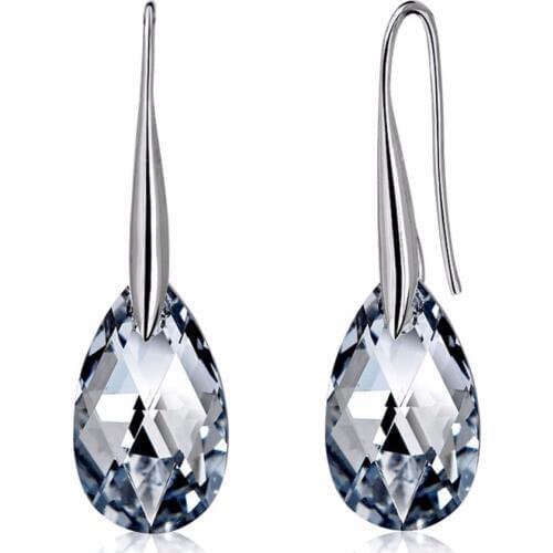 New 925 sterling silver 100% Original Crystals From Austrian Swan Crystal Earrings Woman Party Wedding Jewelry