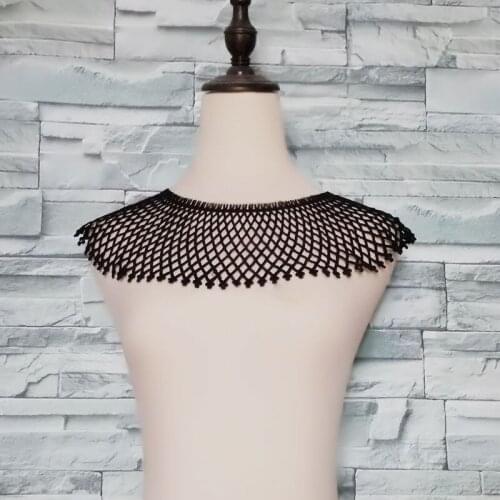 1pc Lace Collar Applique Embroidered Sew-on Black Patches For Party Dresses Clothes Fashion Sticker Diy Craft Decoration Repair