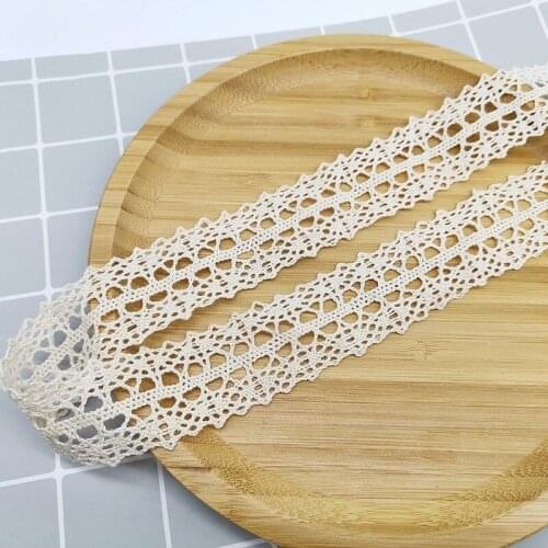 10Yards Cotton Lace Ribbon Beige Lace Trim for Scrapbooking Gift Package Wrapping,Crocheted Lace Trim DIY Craft Ribbon