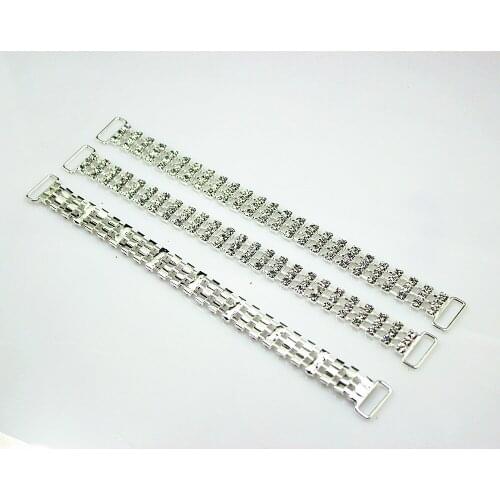 20pcs 3Rows Clear Crystal Rhinestone Bikini Connectors Buckle Silver Metal Chain For Swimming Wear Bikini Decoration