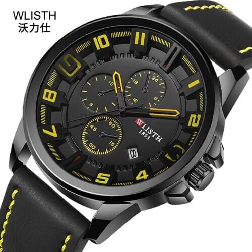 2021 Hot Creative Personality Trend Mens Cool Three Eye Decorative Large Dial Waterproof Calendar Belt Sports Quartz Watch
