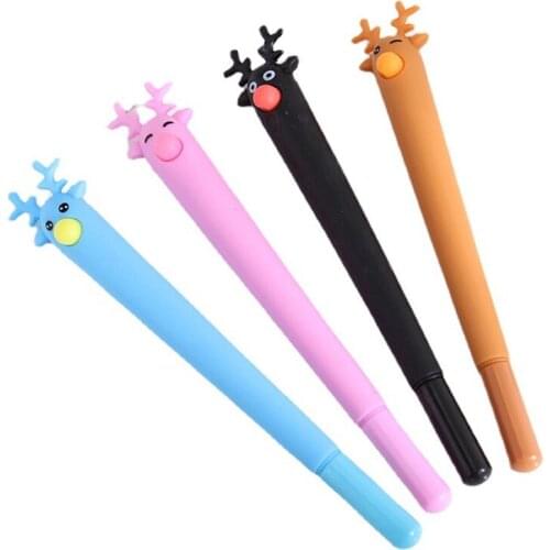 4PCS Deer neutral pen cartoon soft glue neutral pen student supplies holiday gifts creative stationery cositas kawai