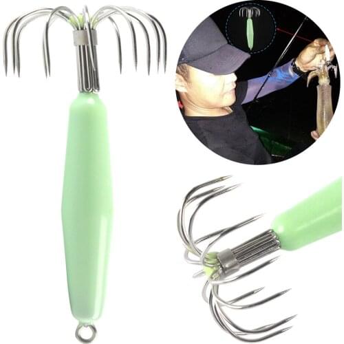 5PCS Stainless Steel Luminous Squid Hooks Fishing Tackle Lures Soft Sinking Jigs Hook 12 Pin Umbrella Type Octopus Fish Hook