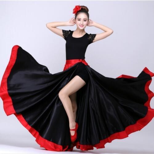 Satin Dance Skirt Tango Spanish Bullfight Modern Dancewear Ballroom Costume 914-755